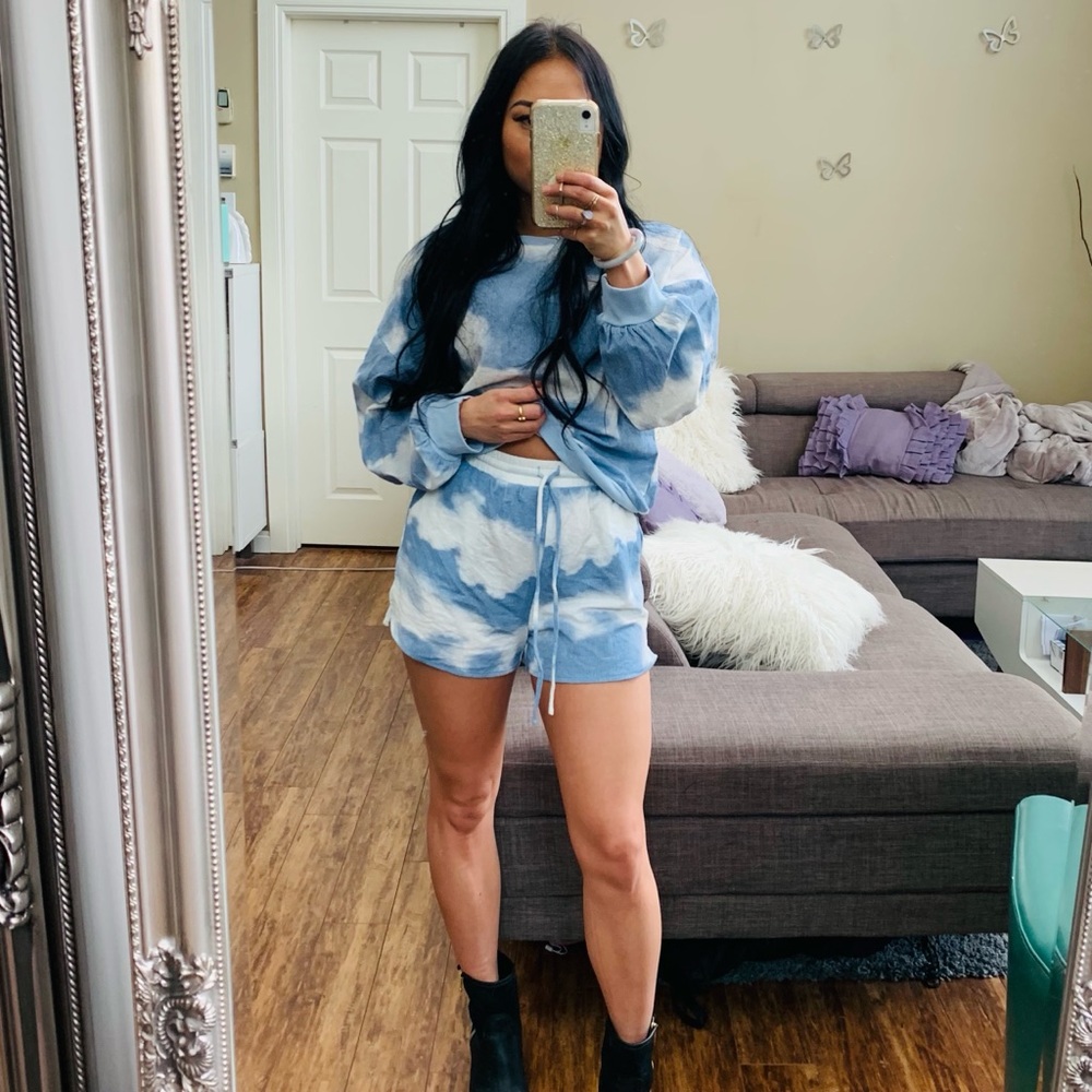 Women's Blue Cloud Print Lounge Set
